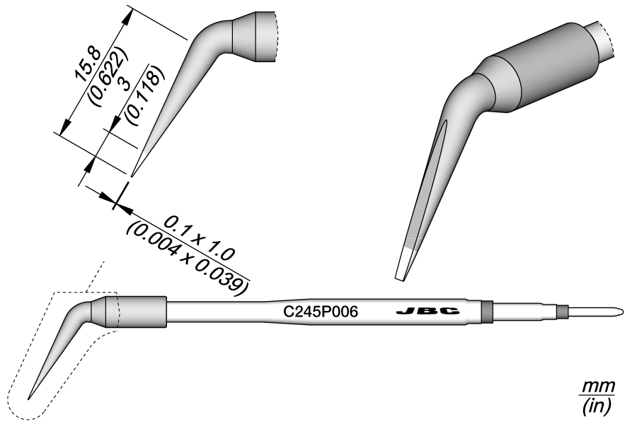 C245P006 - Chisel Bent Cartridge 1 x 0.1